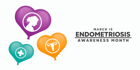 March Endometriosis Awareness Month. Women, vagina, plus icon and heart. Great for cards, banners, posters, social media and more. White background.