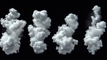 Fototapeta premium White steam, black background. Generative AI