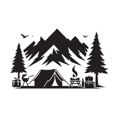 Obraz premium Camping silhouette vector illustration 