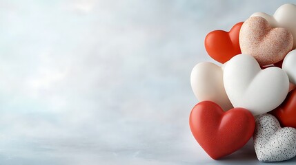 Fototapeta premium A vibrant and playful Valentine's Day background featuring an array of colorful hearts in varying sizes and shades