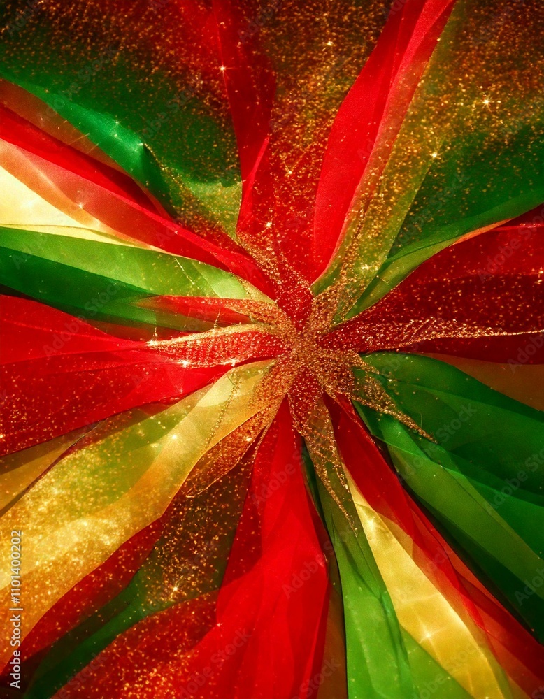 Aufkleber an energetic and colorful abstract christmas background with overlapping transparent shapes.
