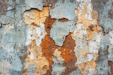 Obraz premium Aged wall with peeling paint and rust patches Generative AI