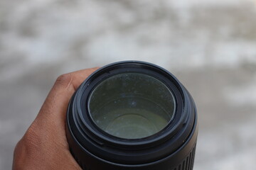 selective focus and grainy images from the camera lens are moldy and dusty. old lenses