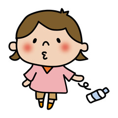 ポイ捨てしている子供（女の子）