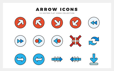 15 Arrows Lineal Color icon pack. vector illustration.