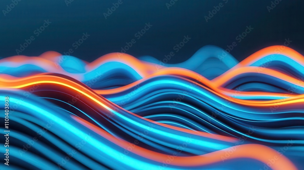 Poster 3d illustration of abstract colorful wave lines in vibrant hues, creating a dynamic and energetic vi