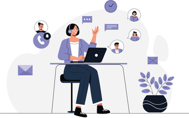 Telecaller Call Center Illustration