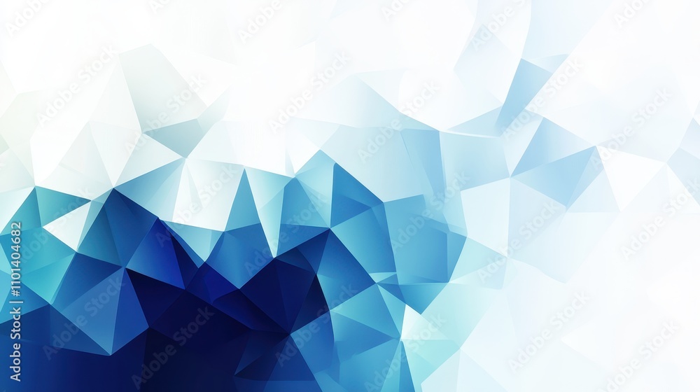 Poster abstract blue geometric background with triangular shapes and gradients.