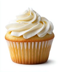 Delicious vanilla cupcake with smooth frosting on top