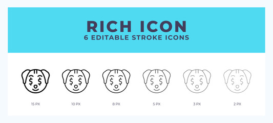 Rich dog line icon vector illustration in trendy style.