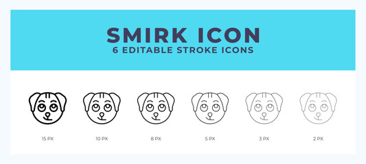 Smirk dog line icon with different stroke. Vector illustration.