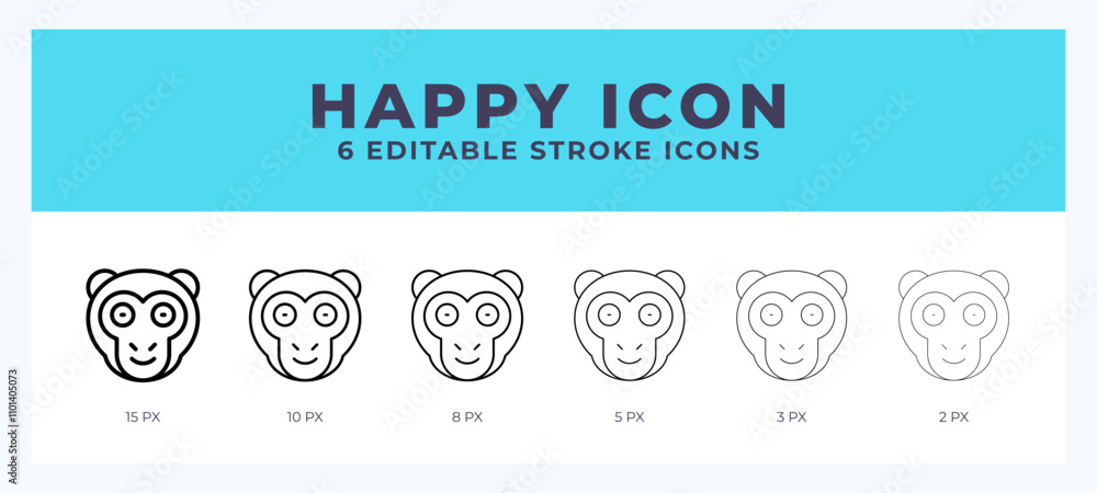 Aufkleber happy monkey stroke icon for web. mobile apps and ui.