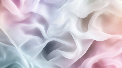 Obraz premium Abstract soft pastel waves resembling flowing fabric, creating a tranquil and elegant aesthetic.