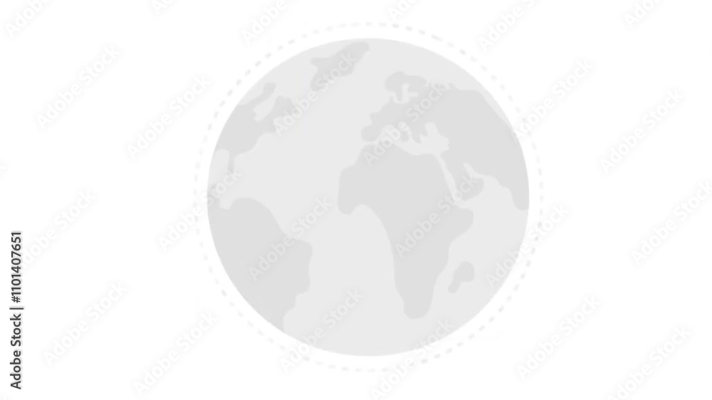 Poster animated world communication concept. looped 2d cartoon flat object on white with alpha channel tran