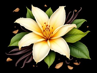 Vanilla Flower Illustration &ndash; Elegant Botanical Artwork