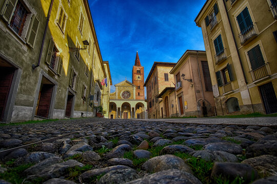 Surface level view of Acqui Cathedral, Acqui Terme, Alessandria, Piedmont, Italy
