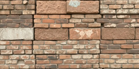 Fototapeta premium Variety of brick textures including weathered, rough, and aged, rough, red