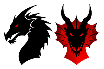 Dragon icon vector. dragon head silhouette vector illustration.