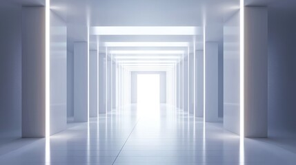 Fototapeta premium Elegant white backdrop illuminated abstractly, rendered in 3D.