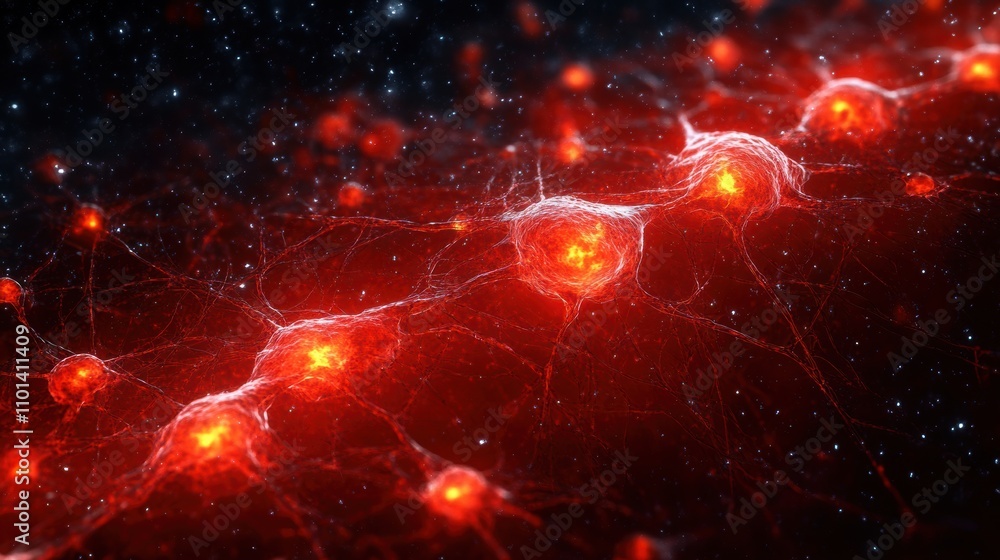 Wall mural a red and black image of a bunch of glowing red dots. generative ai