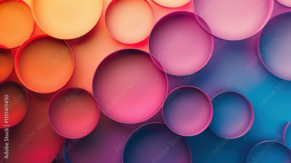Aufkleber a vibrant abstract composition of overlapping circles in gradients of warm and cool colors.