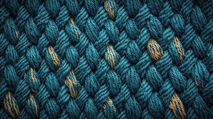 Intricate teal woven texture with golden accents.