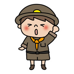 Obraz premium 探検隊の格好をした子供（男の子2）