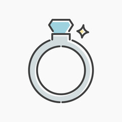 Ring cartoon flat line art. Illustration of Ring, perfect for needs related to beauty, fashion, love, wedding, jewelry, and more.