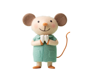 a toy mouse holding a tooth