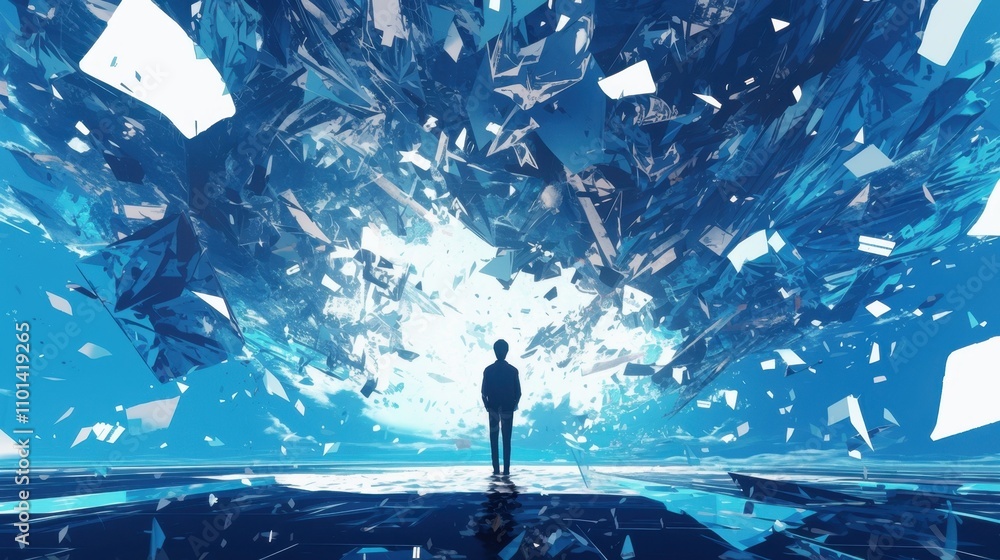 Aufkleber a man finds himself in a paradoxical dream where he is simultaneously observing himself and experien