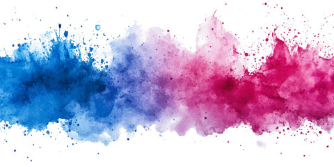 Obraz premium Abstract watercolor background with pink and blue splashes on white.