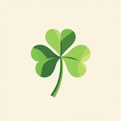 Illustration of green clover leaves on white background with empty space.