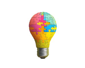 a light bulb made of puzzle pieces