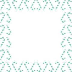 Candy cane. Square frame of striped green and white lollipops. Place for text. Color vector illustration. Isolated background. Flat style. Christmas decoration made of sweet treat. Idea for web design
