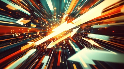 Fototapeta premium Abstract representation of dynamic energy with arrows and vibrant colors.