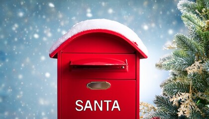 Red letter post box marked Santa