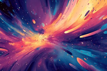 Fototapeta premium Abstract cosmic explosion with vibrant colors and dynamic motion.