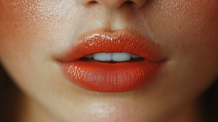Fototapeta premium Close-up lips for cosmetic advertisement and beauty photography, great for promoting makeup artistry and beauty trends, print for National Lipstick Day