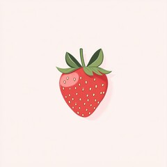 A fresh strawberry featuring vibrant red color and lush green leaves, perfect for food illustrations or healthy lifestyle themes.