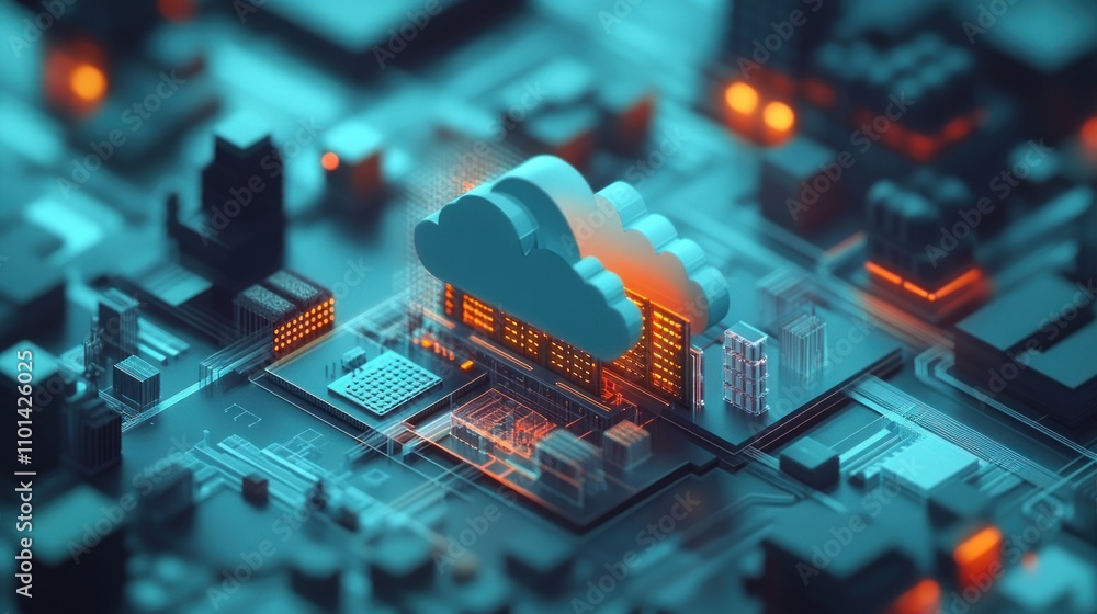 Wall mural cloud computing: data servers & digital infrastructure