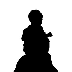 silhouette of child on top of  dads shoulders