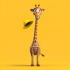 a cartoon of a giraffe with a yellow background