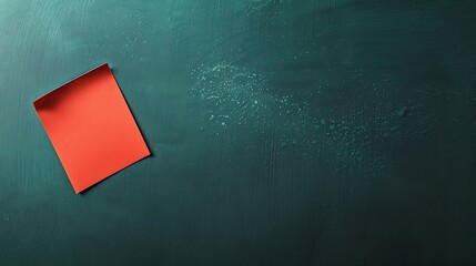 A red sticky note with a reminder for a work presentation isolated on a dark green background