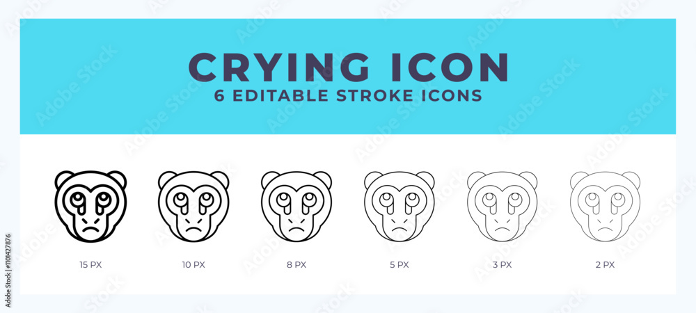 Poster crying monkey line icon. for web. and mobile app. vector illustration.