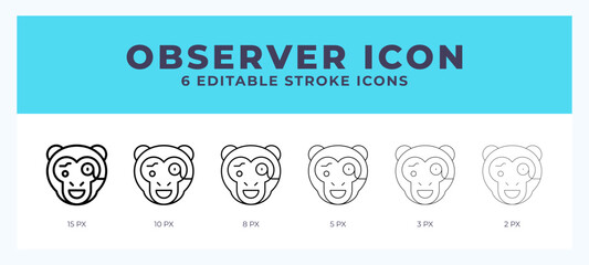 Observer monkey line icon. Vector icon symbol. Logo illustration. Editable line icon.