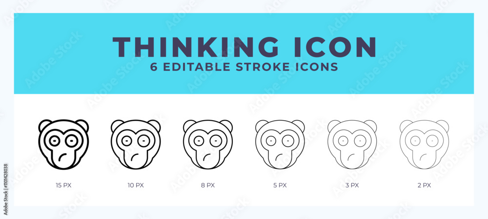 Poster thinking monkey stroke icon for web. mobile apps and ui.