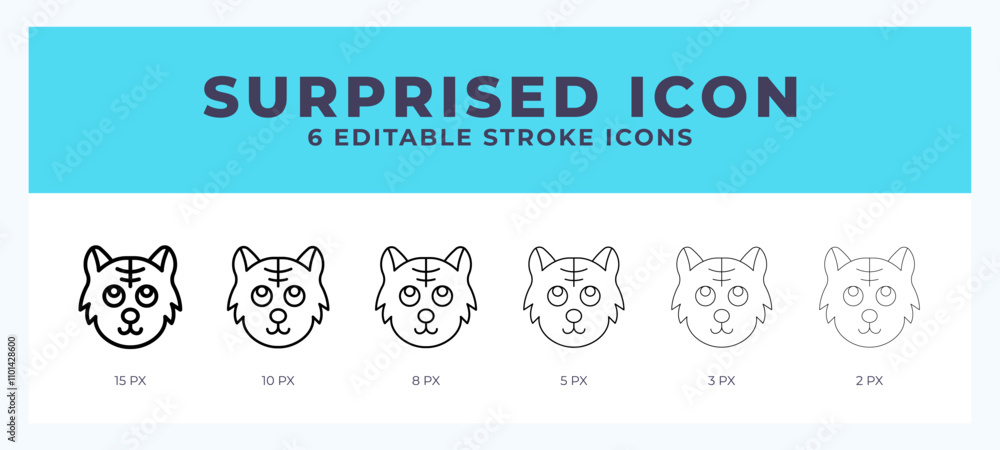 Poster surprised cat editable line icon. vector illustration with different stroke.