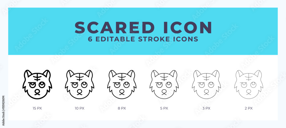 Poster scared cat icon. regular line. thin line. bold line. vector illustration.