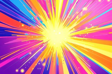 Vibrant Background with Comic Book Theme, Abstract Lines, and Sunrays - Colorful Illustration for Adobe Stock.