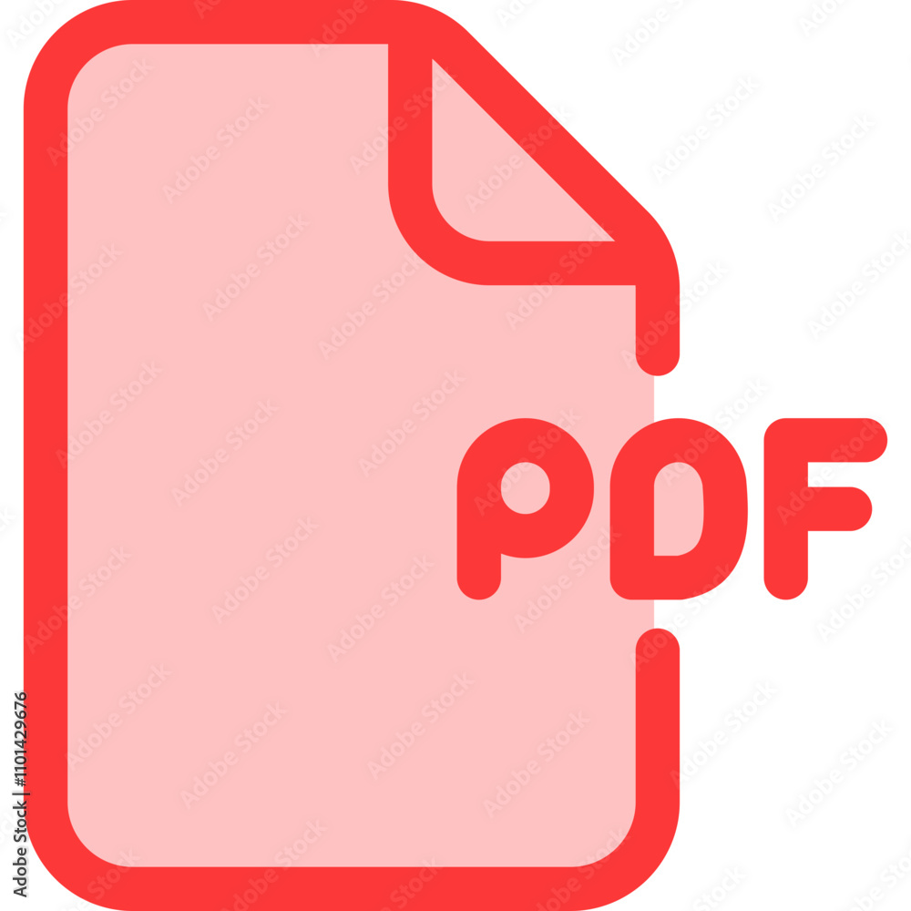 Poster simple graphic representation of a pdf file icon with a folded corner and bold lettering